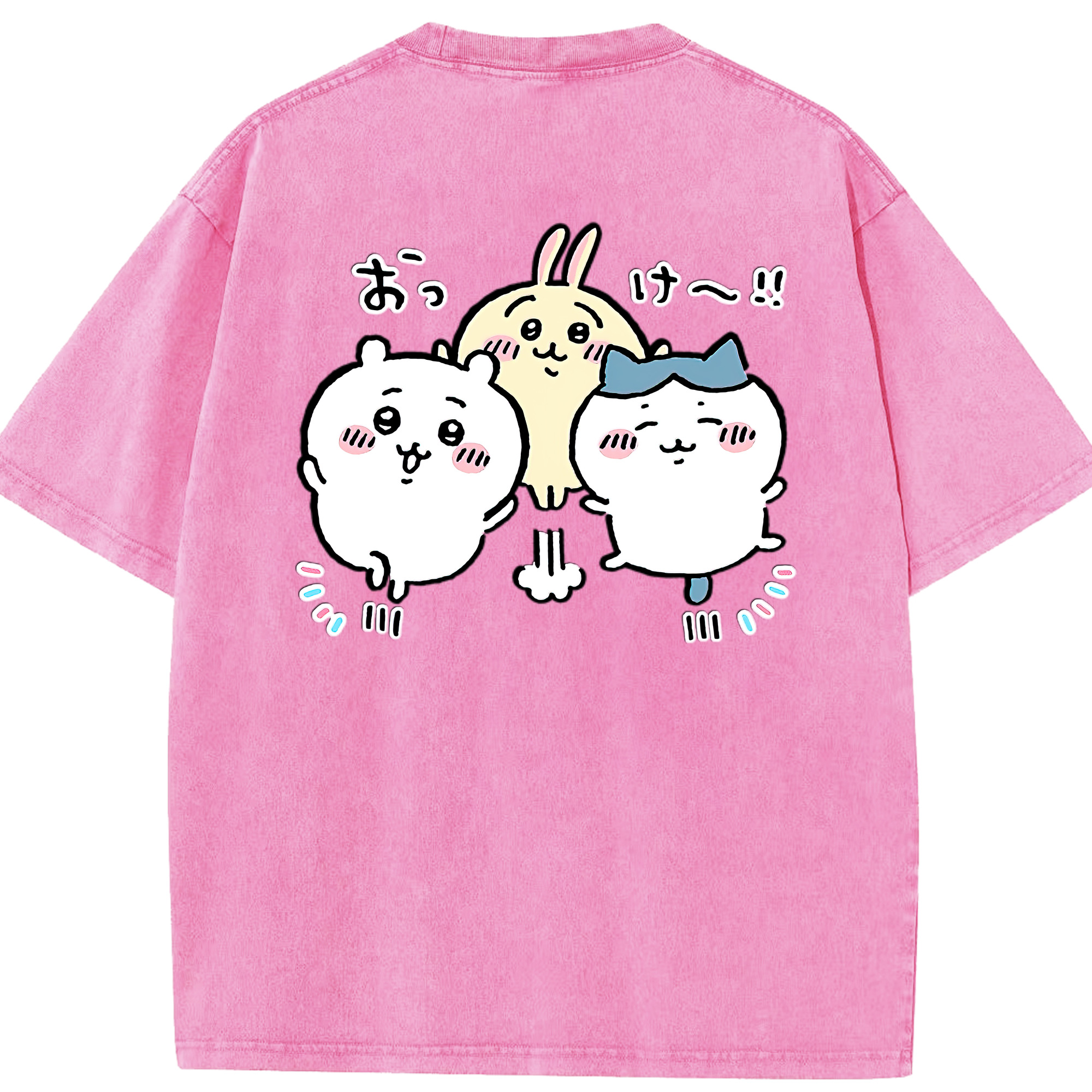 （画像用） ちいかわ ちいかわ Chii-kawa chiikawa 綿100% ヴィンテージ風 半袖Tシャツ（背面プリント）